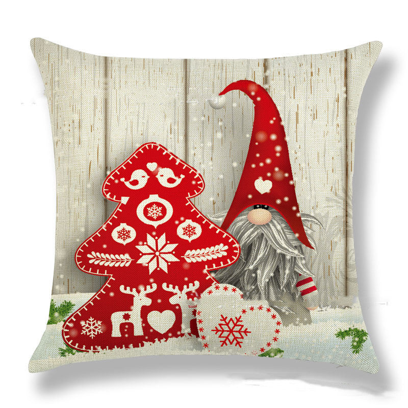 Christmas Gnome Pillowcase - Northern European Festive Linen Cushion Cover