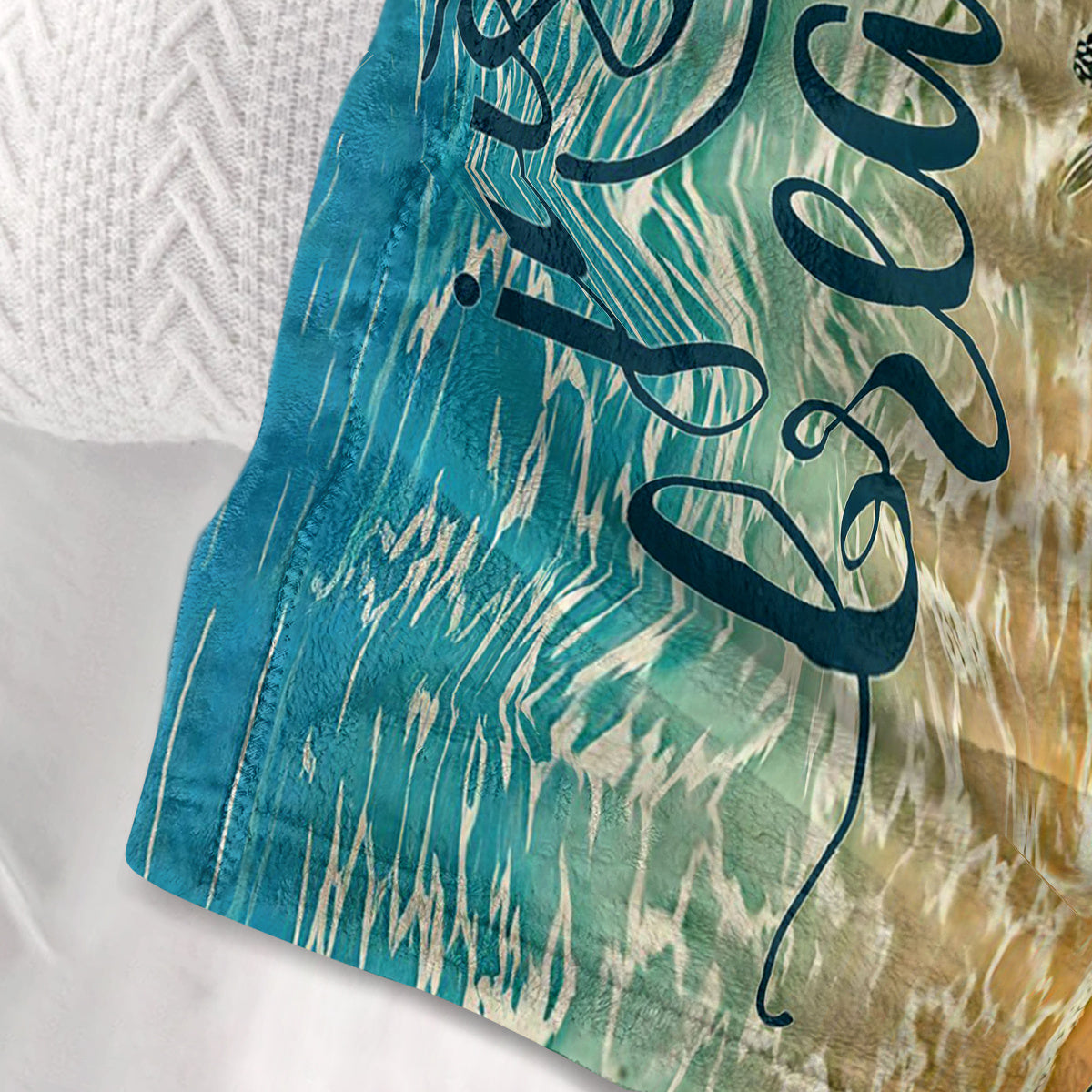 Tropical Baby Sea Turtle Flannel Fleece Blanket - 3D Ocean Waves Soft Plush Throw