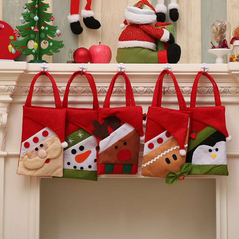 Christmas Cartoon Character Gift Bags - Festive Holiday Handbags Set