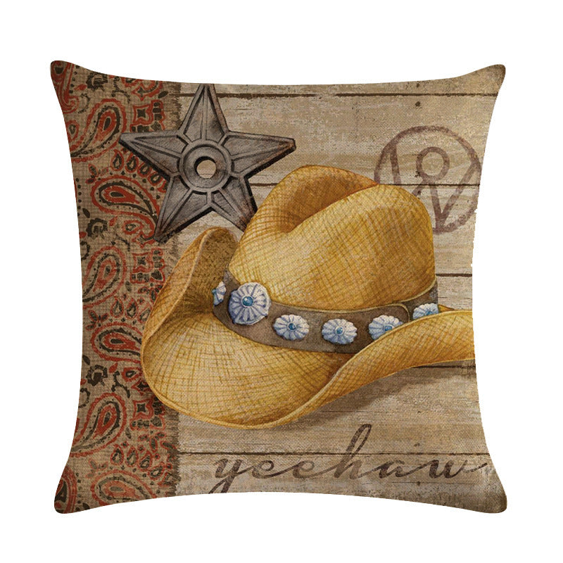 Wild West Throw Pillow Cover - Rustic Farmhouse Decor 45x45cm
