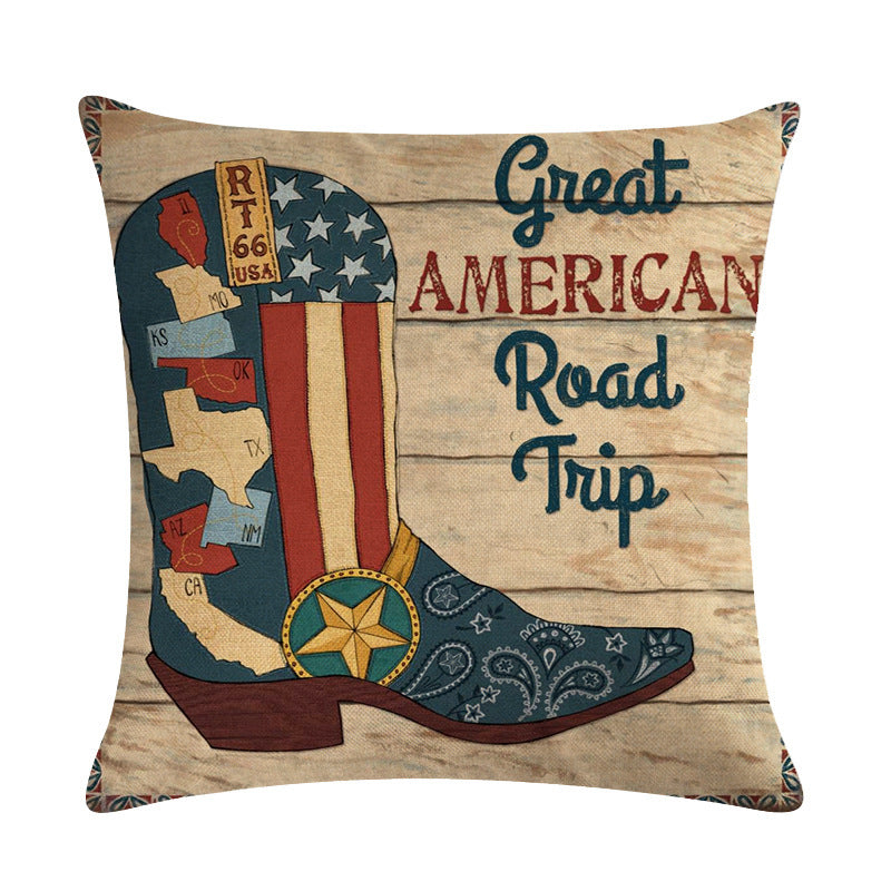 Wild West Throw Pillow Cover - Rustic Farmhouse Decor 45x45cm
