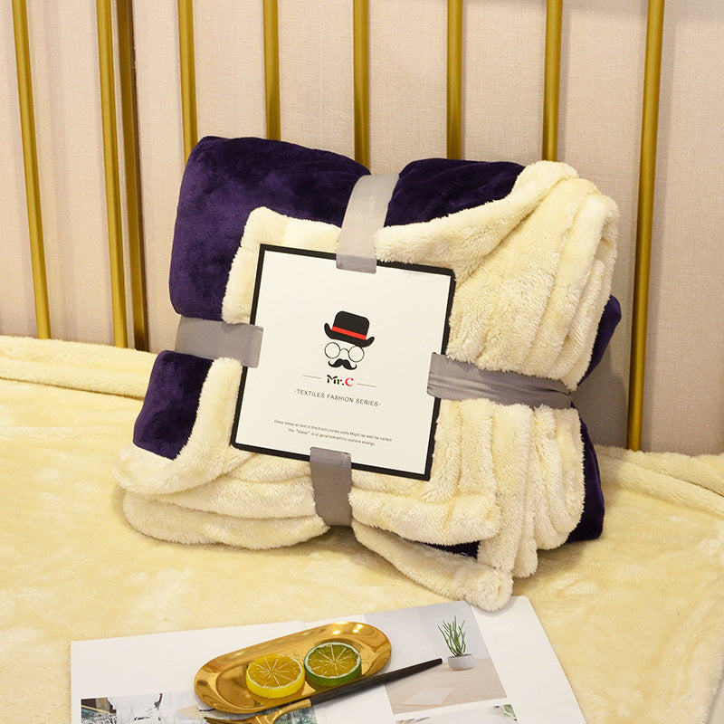 Double Layer Lamb Wool Blanket - Flannel Fleece Throw 2 Sizes