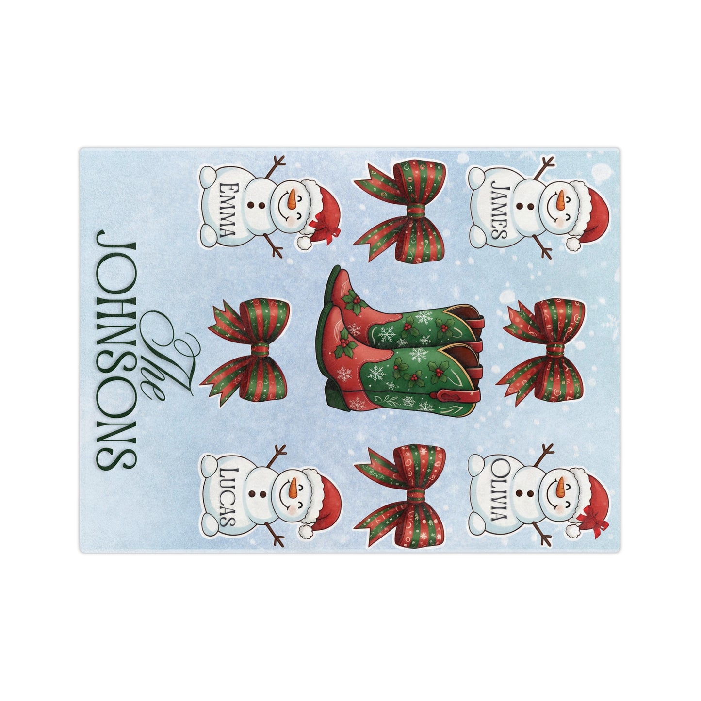 Personalized Christmas Blanket - Custom Family Snowmen Holiday Throw