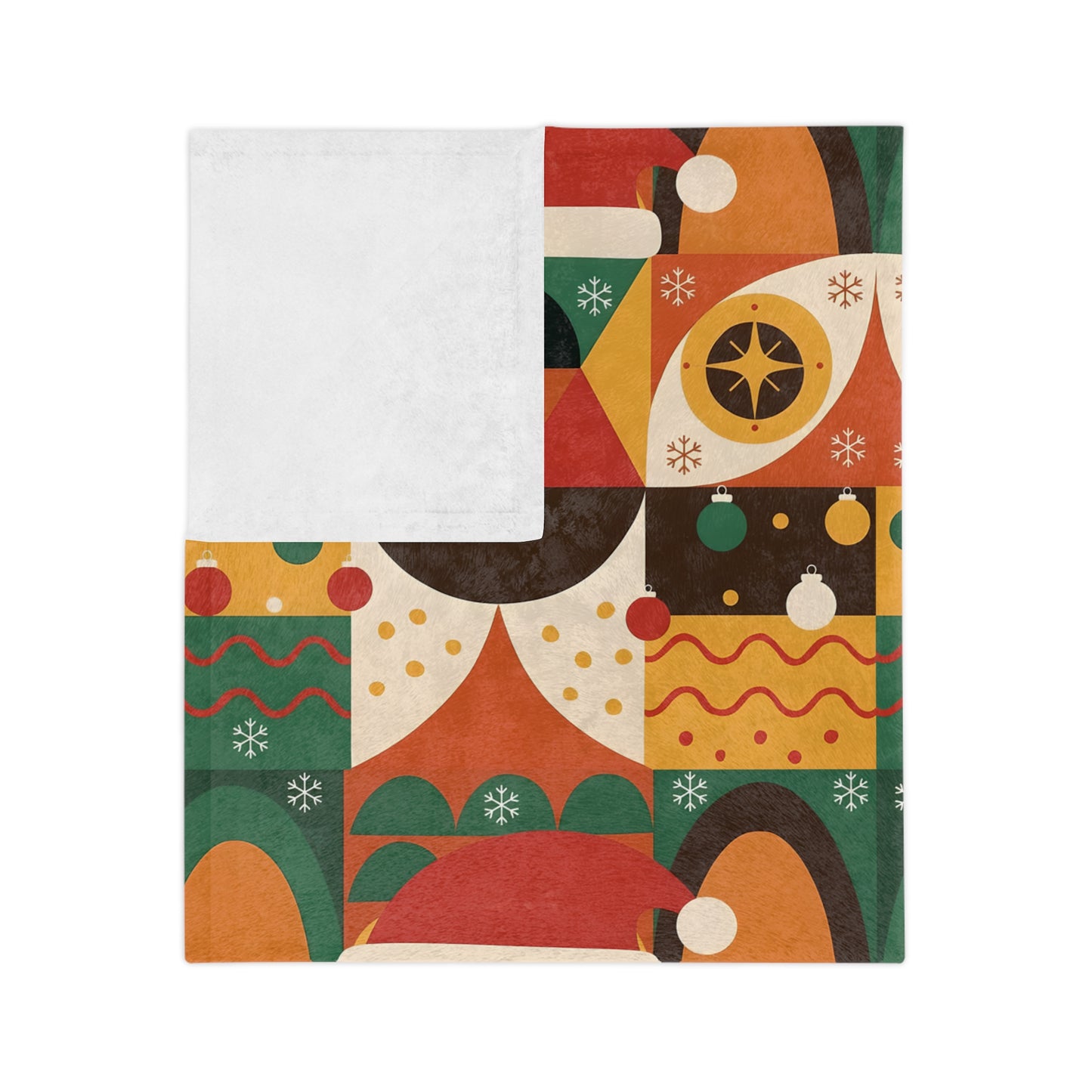 Geometric Christmas Cats Blanket - Holiday Throw for Cat Lovers