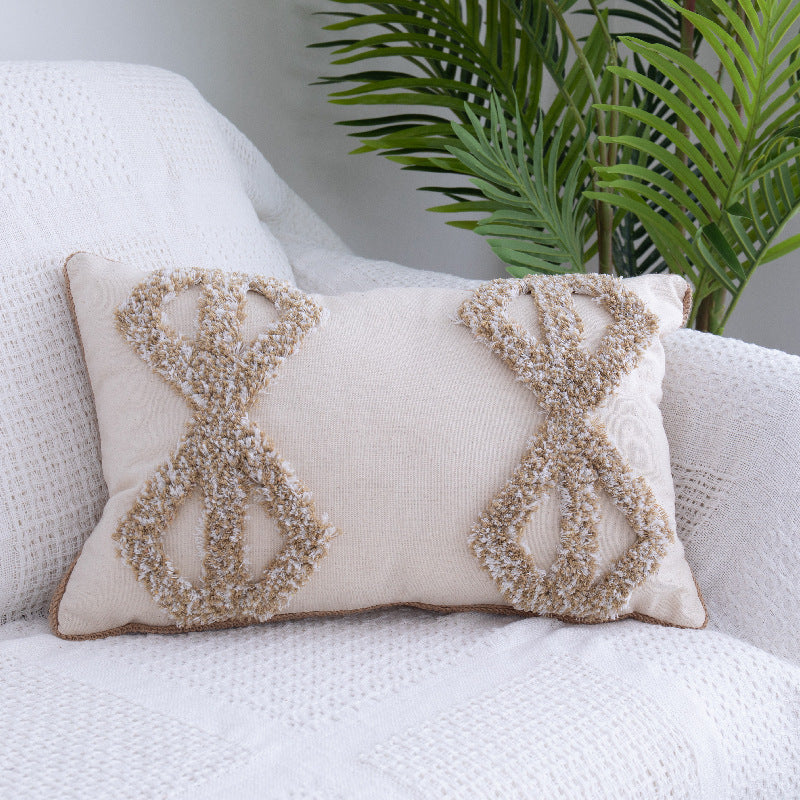 Tufted Throw Pillow Moroccan Fringed Waist Pillow Case - Cotton PP Fill