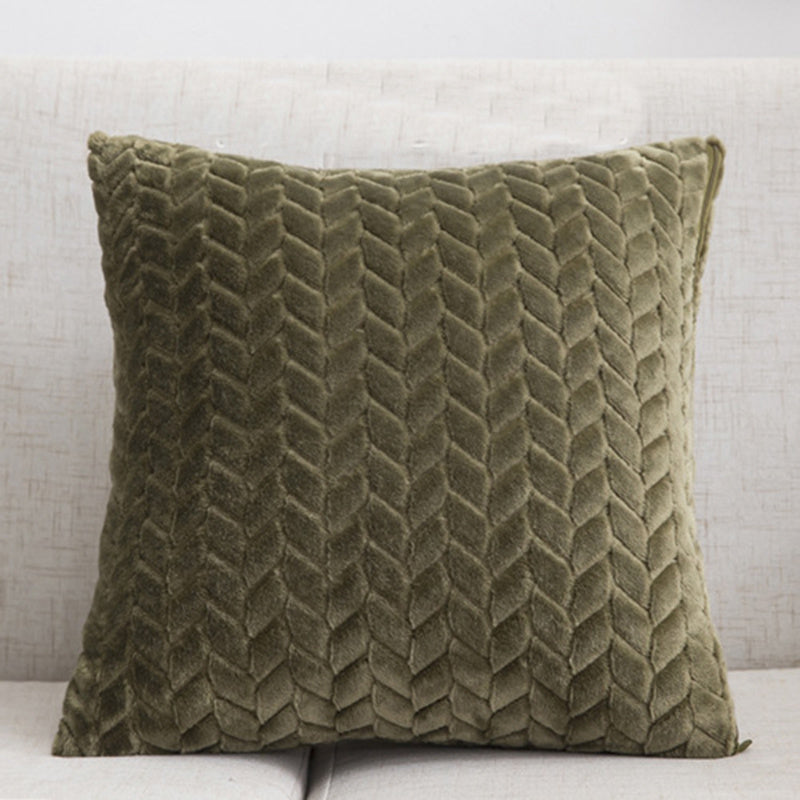 Flannel Solid Color Throw Pillow Cover - Nordic Simple Style 45x45cm