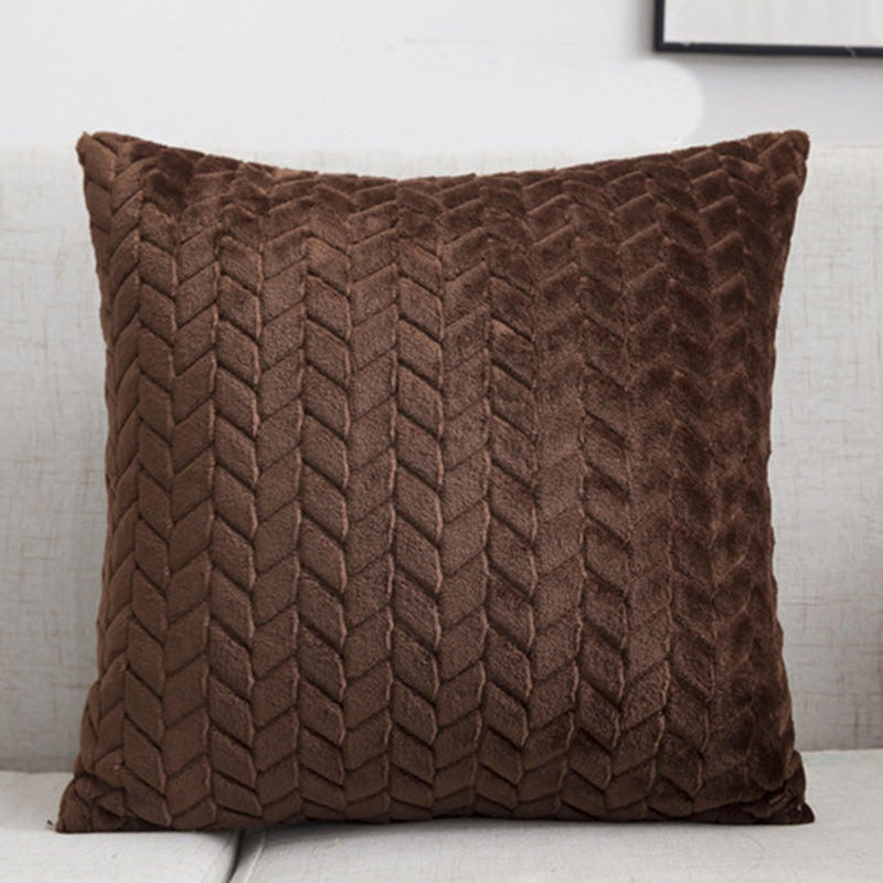 Flannel Solid Color Throw Pillow Cover - Nordic Simple Style 45x45cm