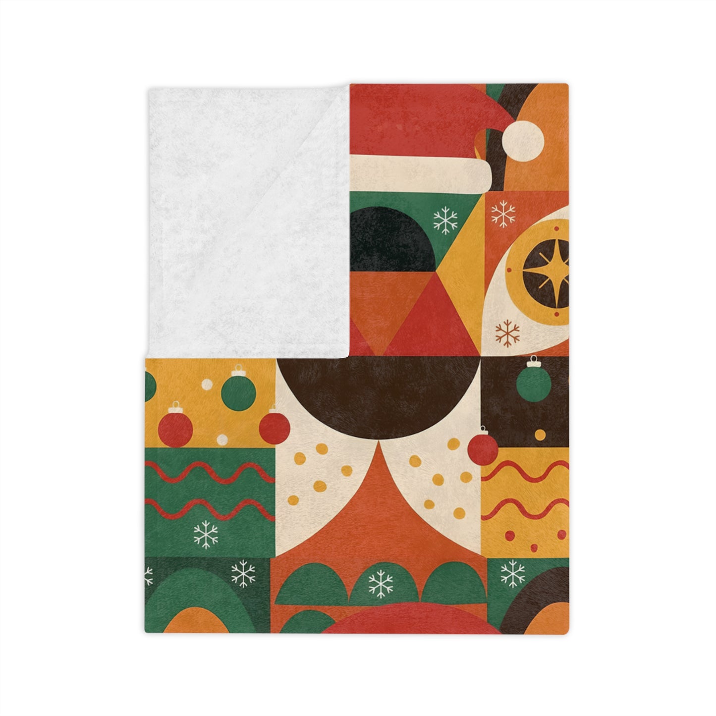 Geometric Christmas Cats Blanket - Holiday Throw for Cat Lovers