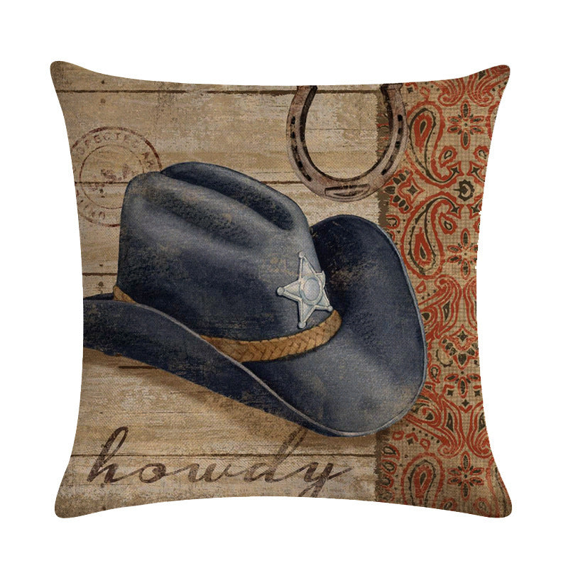 Wild West Throw Pillow Cover - Rustic Farmhouse Decor 45x45cm