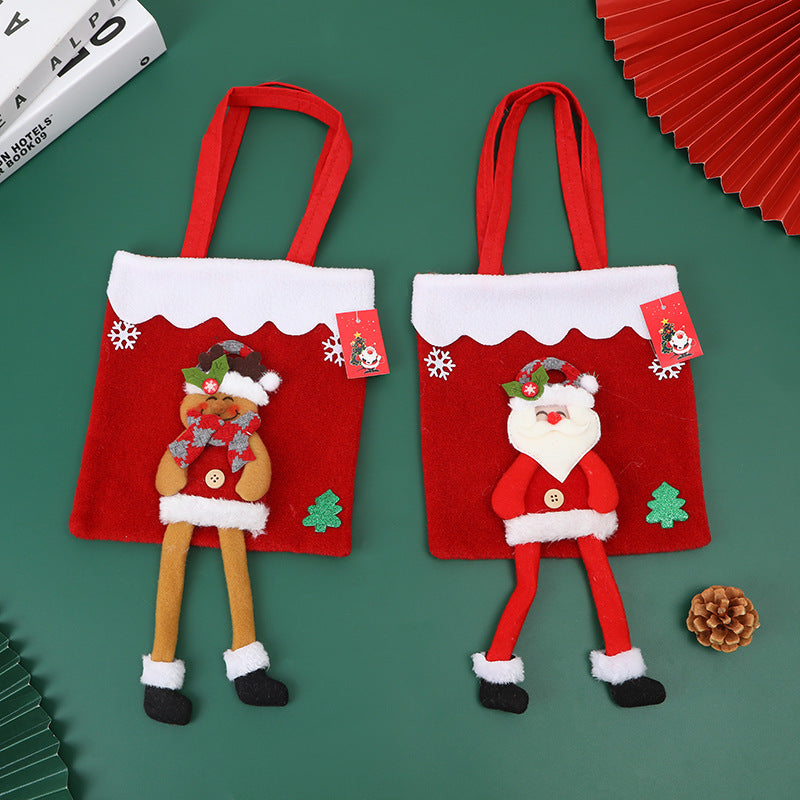 Santa Christmas Handbag with Dangling Legs - Festive Holiday Tote Bag