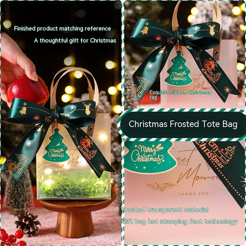 Christmas Gift Packaging Bag - Frosted PVC Hand Bag with Accessories