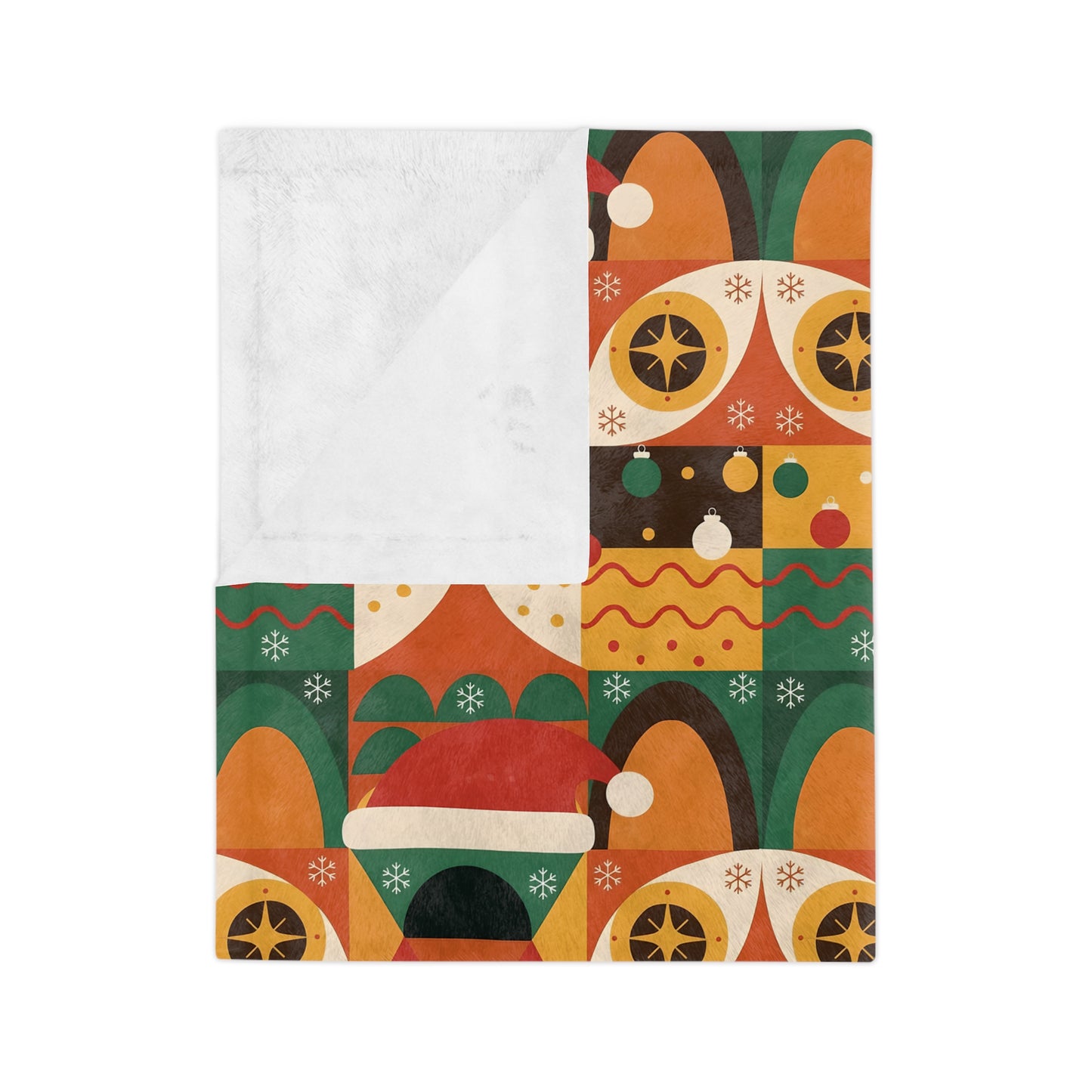 Geometric Christmas Cats Blanket - Holiday Throw for Cat Lovers
