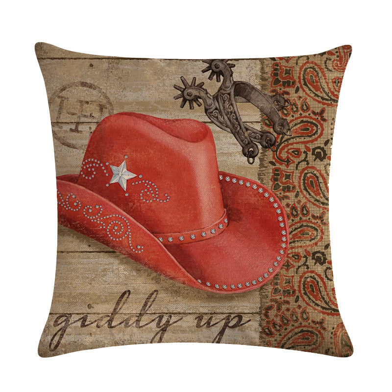 Wild West Throw Pillow Cover - Rustic Farmhouse Decor 45x45cm