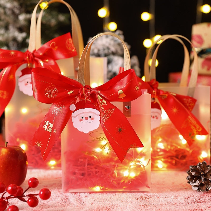 Christmas Gift Packaging Bag - Frosted PVC Hand Bag with Accessories