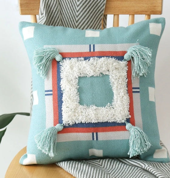 Printed Tufted Pillow Covers - Cotton Polyester Blend 5 Designs