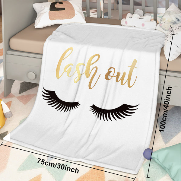 Ultra Soft Flannel Fuzzy Throw Blanket - Long Eyelashes Design 60x80 inches