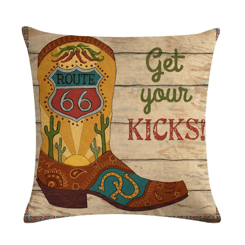 Wild West Throw Pillow Cover - Rustic Farmhouse Decor 45x45cm
