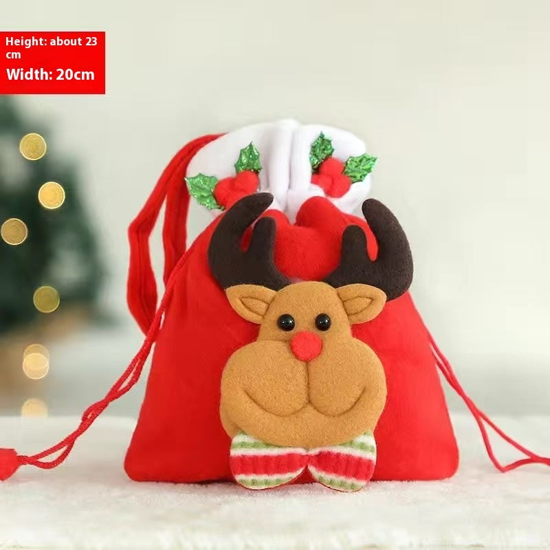 Christmas Drawstring Gift Bags - Festive Holiday Pouches Set