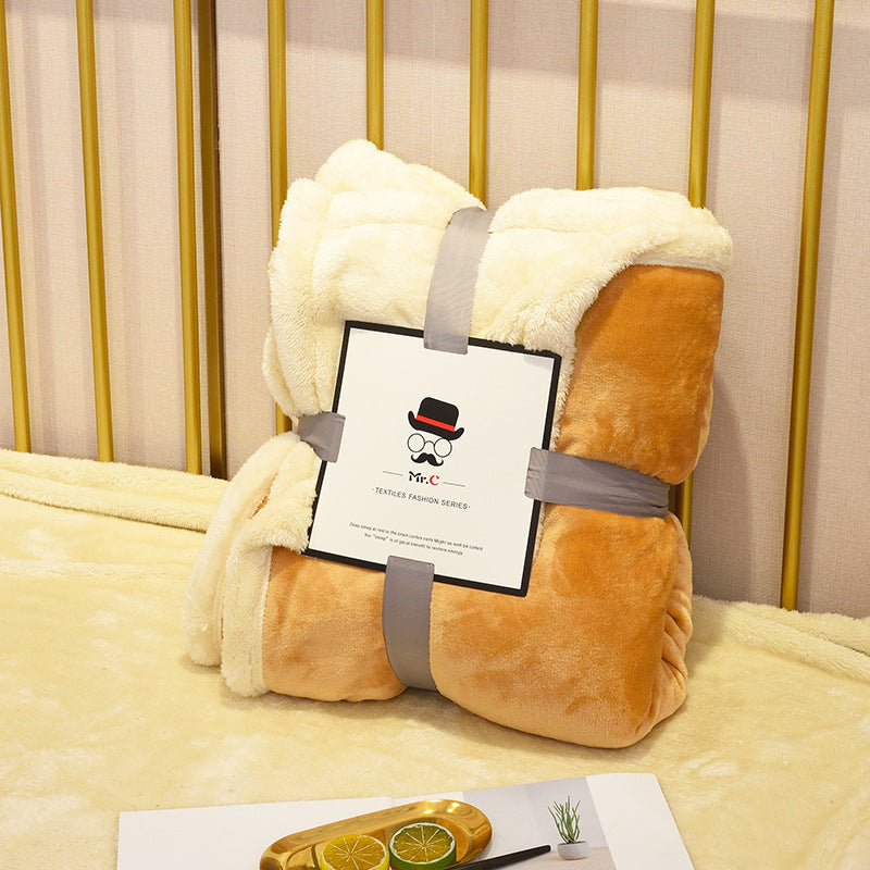 Double Layer Lamb Wool Blanket - Flannel Fleece Throw 2 Sizes