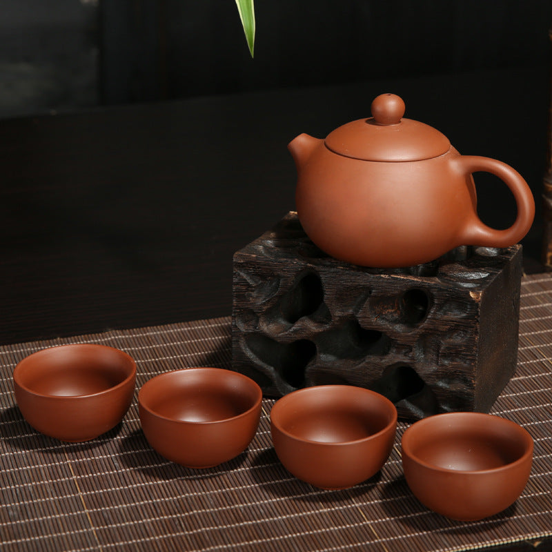 Xi Shi Purple Clay Tea Pot Set - Handmade Yixing Zhuni Teapot with 4 Cups