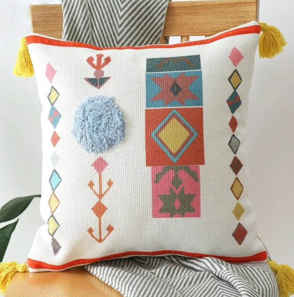 Printed Tufted Pillow Covers - Cotton Polyester Blend 5 Designs
