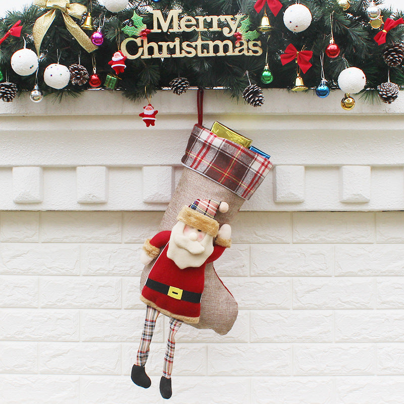 Christmas Stocking Gift Bags - Festive Holiday Decoration Set