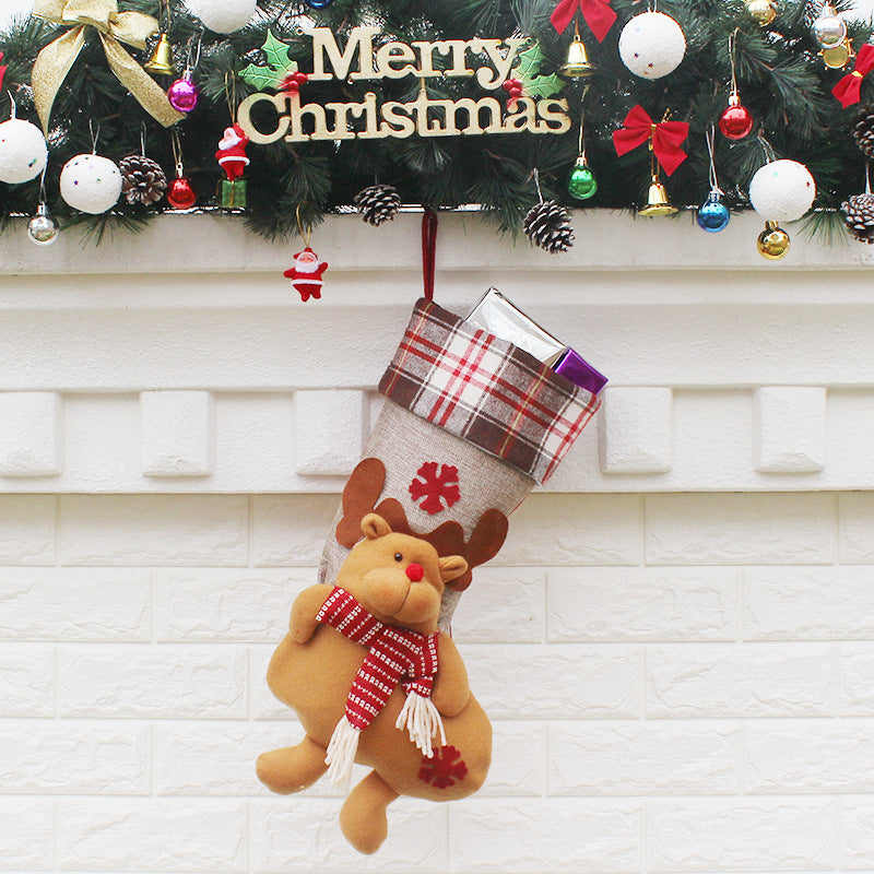 Christmas Stocking Gift Bags - Festive Holiday Decoration Set