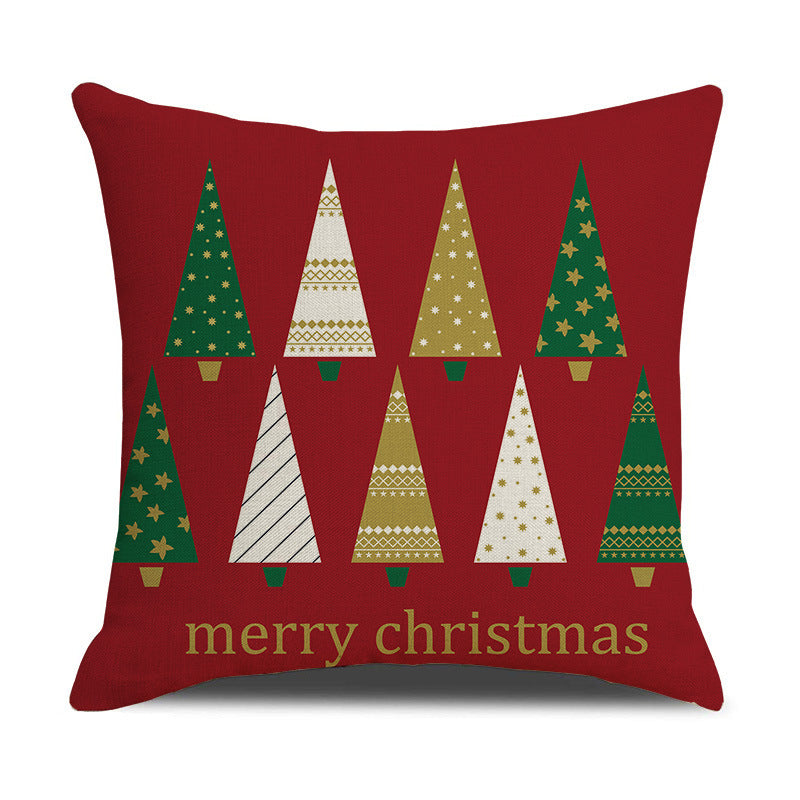 Christmas Day Throw Linen Cushion Pillowcase - Nordic Style 45x45cm