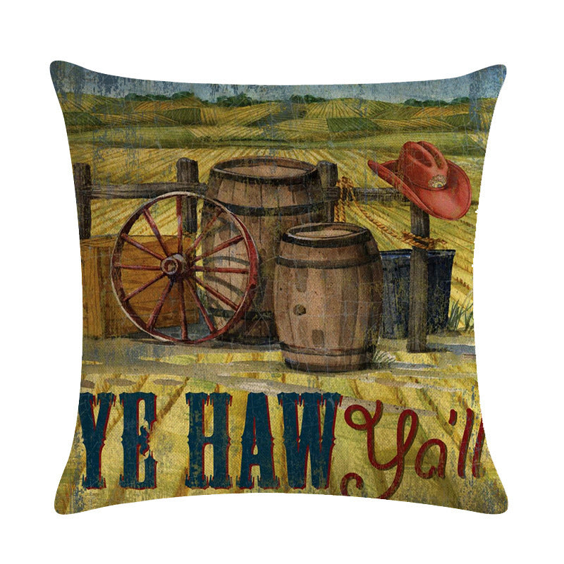 Wild West Throw Pillow Cover - Rustic Farmhouse Decor 45x45cm