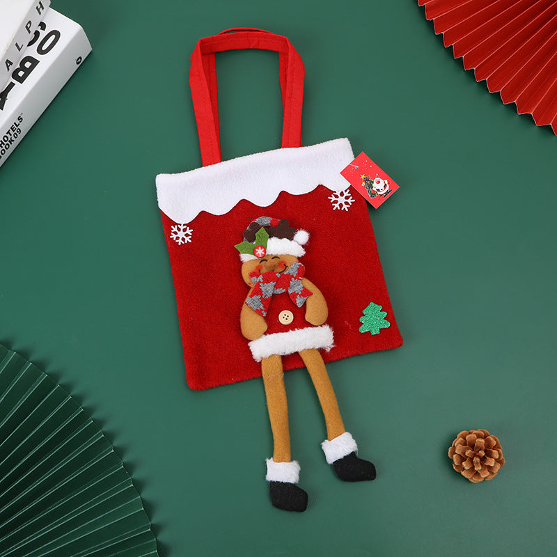 Santa Christmas Handbag with Dangling Legs - Festive Holiday Tote Bag