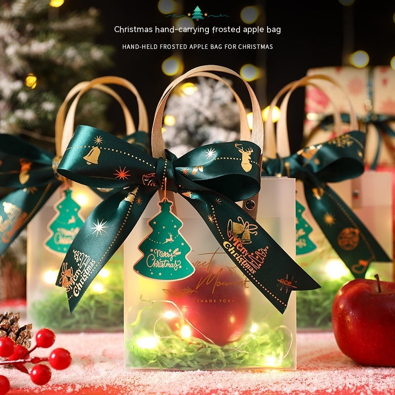 Christmas Gift Packaging Bag - Frosted PVC Hand Bag with Accessories