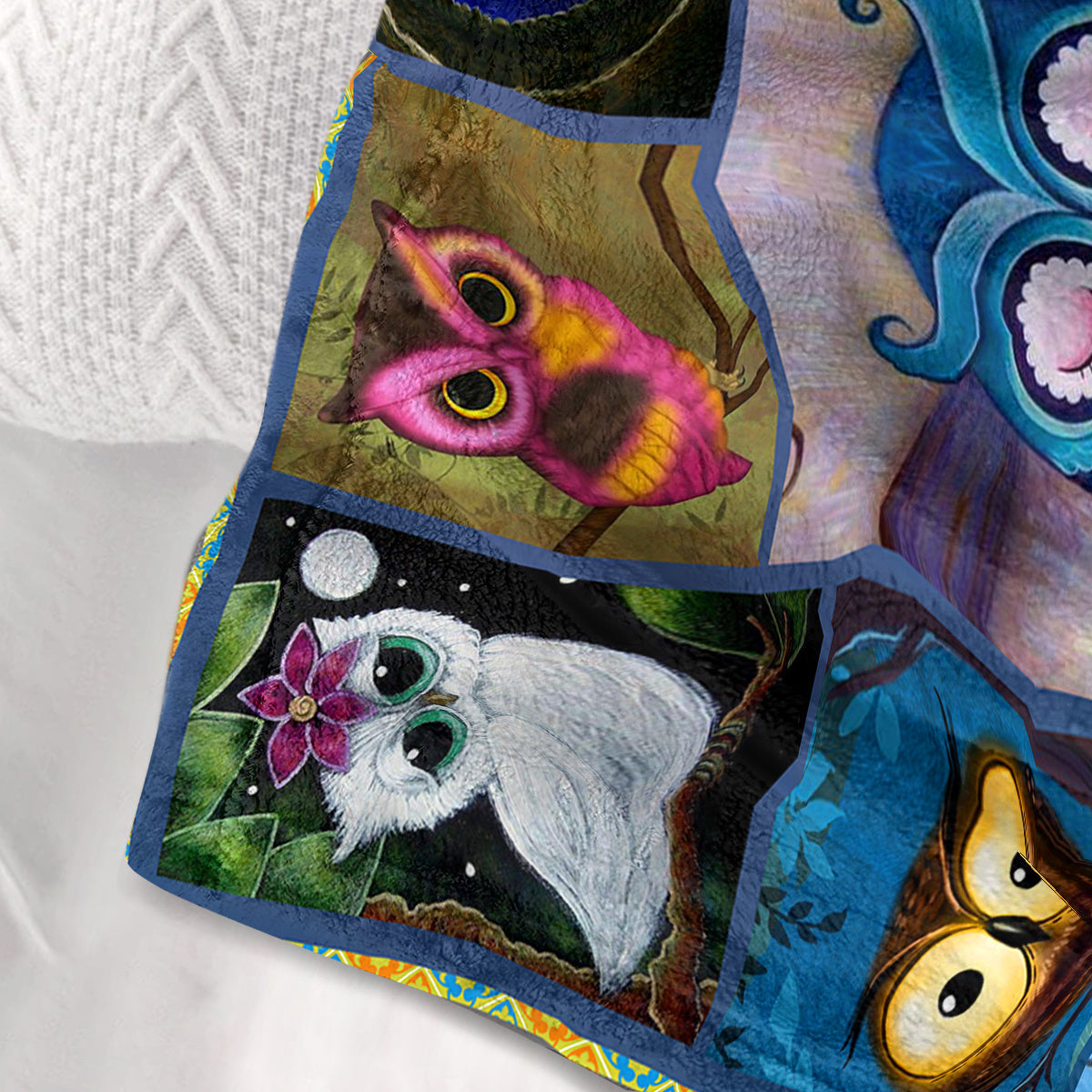 Moon Owl Flannel Fleece Blanket - Cozy Fuzzy Warm Throw Blanket