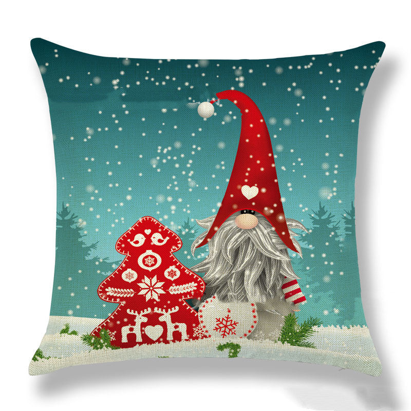 Christmas Gnome Pillowcase - Northern European Festive Linen Cushion Cover