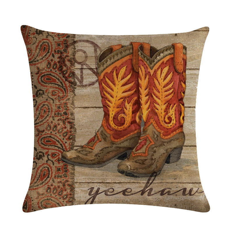 Wild West Throw Pillow Cover - Rustic Farmhouse Decor 45x45cm