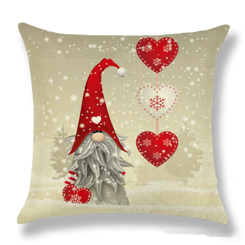 Christmas Gnome Pillowcase - Northern European Festive Linen Cushion Cover
