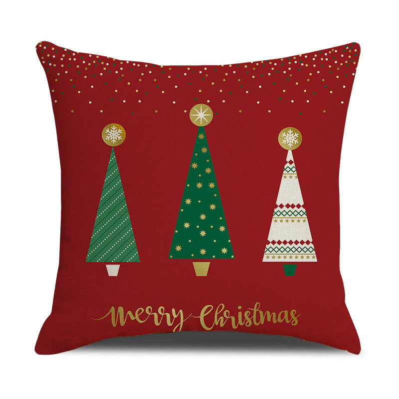 Christmas Day Throw Linen Cushion Pillowcase - Nordic Style 45x45cm