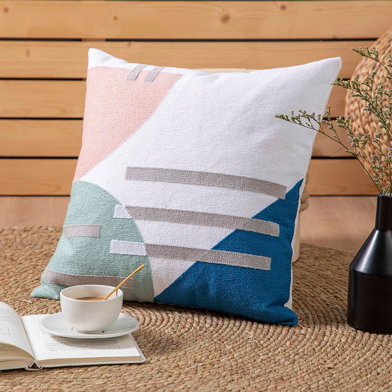 Minimalist Boho Embroidered Throw Pillow Cover - Nordic Style 45x45cm