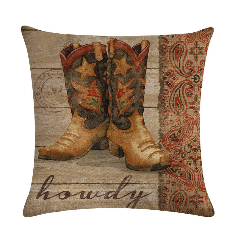 Wild West Throw Pillow Cover - Rustic Farmhouse Decor 45x45cm