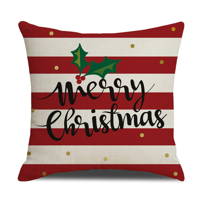 Christmas Day Throw Linen Cushion Pillowcase - Nordic Style 45x45cm