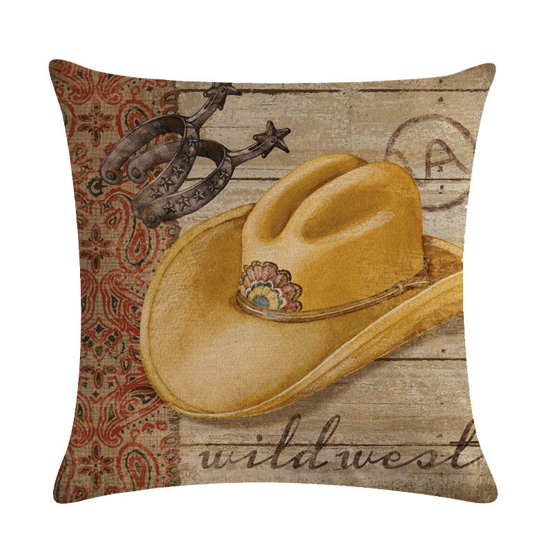 Wild West Throw Pillow Cover - Rustic Farmhouse Decor 45x45cm
