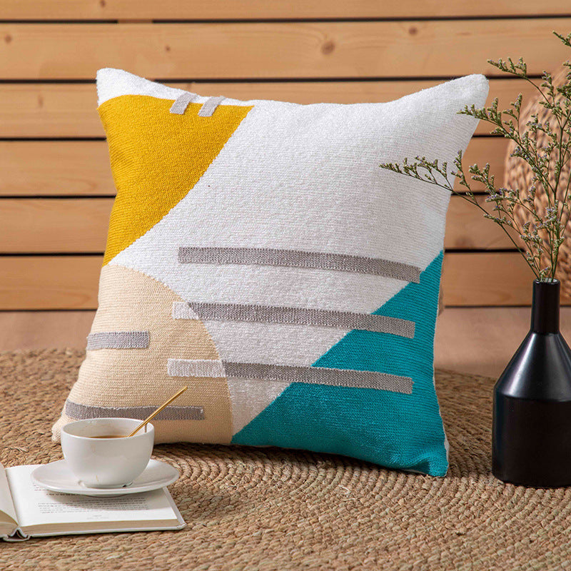 Minimalist Boho Embroidered Throw Pillow Cover - Nordic Style 45x45cm