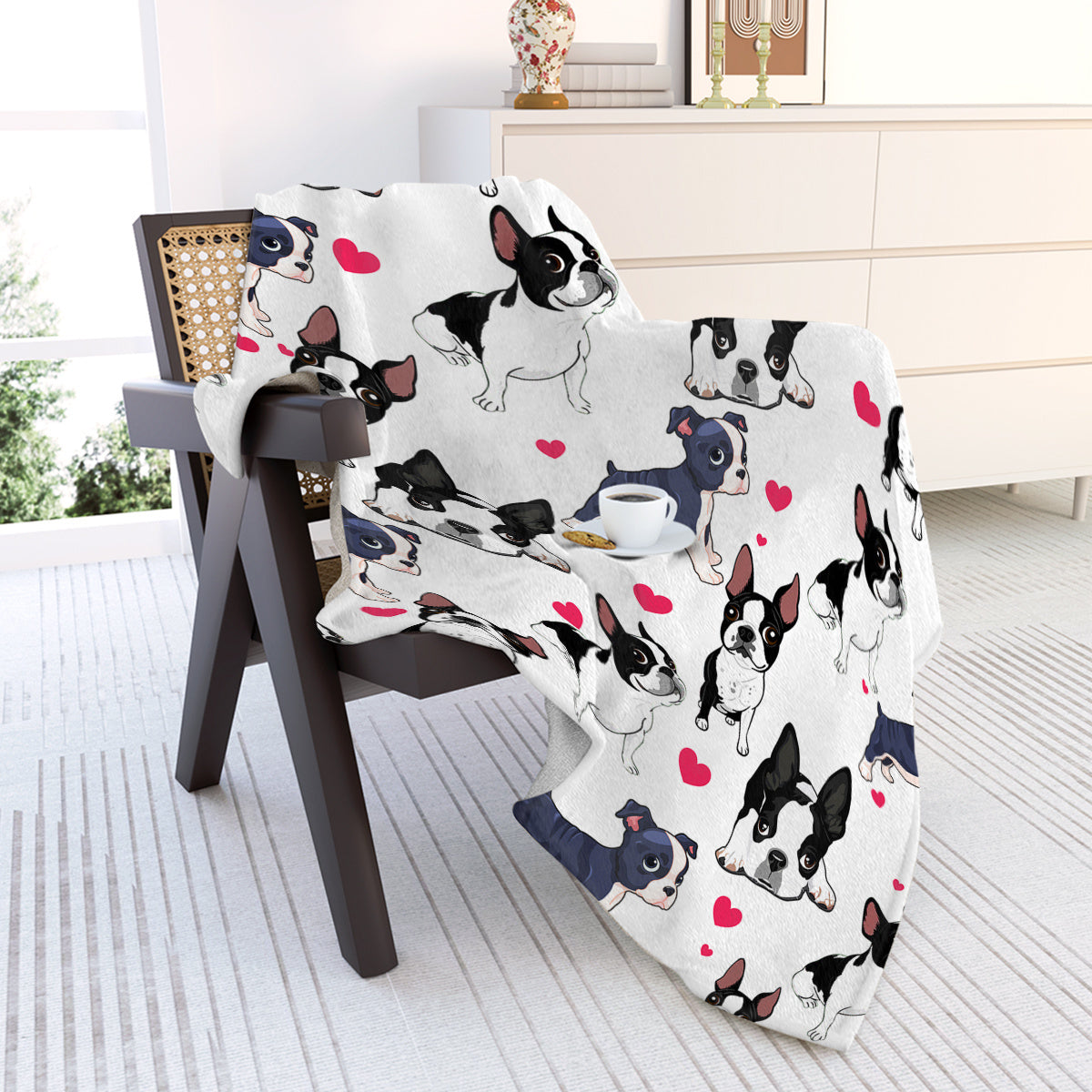 Adorable Dog Print Flannel Fleece Throw Blanket - Ultra Soft Cozy Warm Blanket