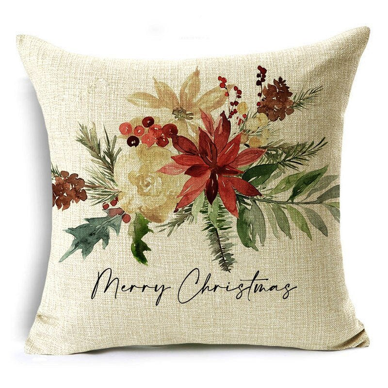 Christmas Throw Pillow Cover - Encrypted Flax Imitation 45cm