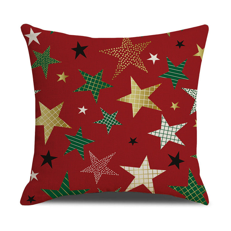 Christmas Day Throw Linen Cushion Pillowcase - Nordic Style 45x45cm