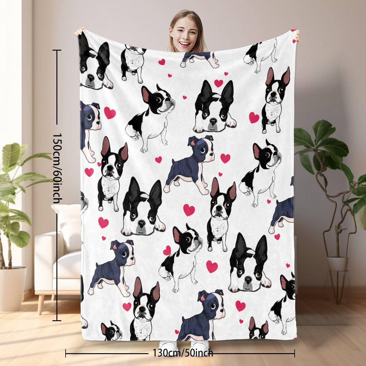 Adorable Dog Print Flannel Fleece Throw Blanket - Ultra Soft Cozy Warm Blanket