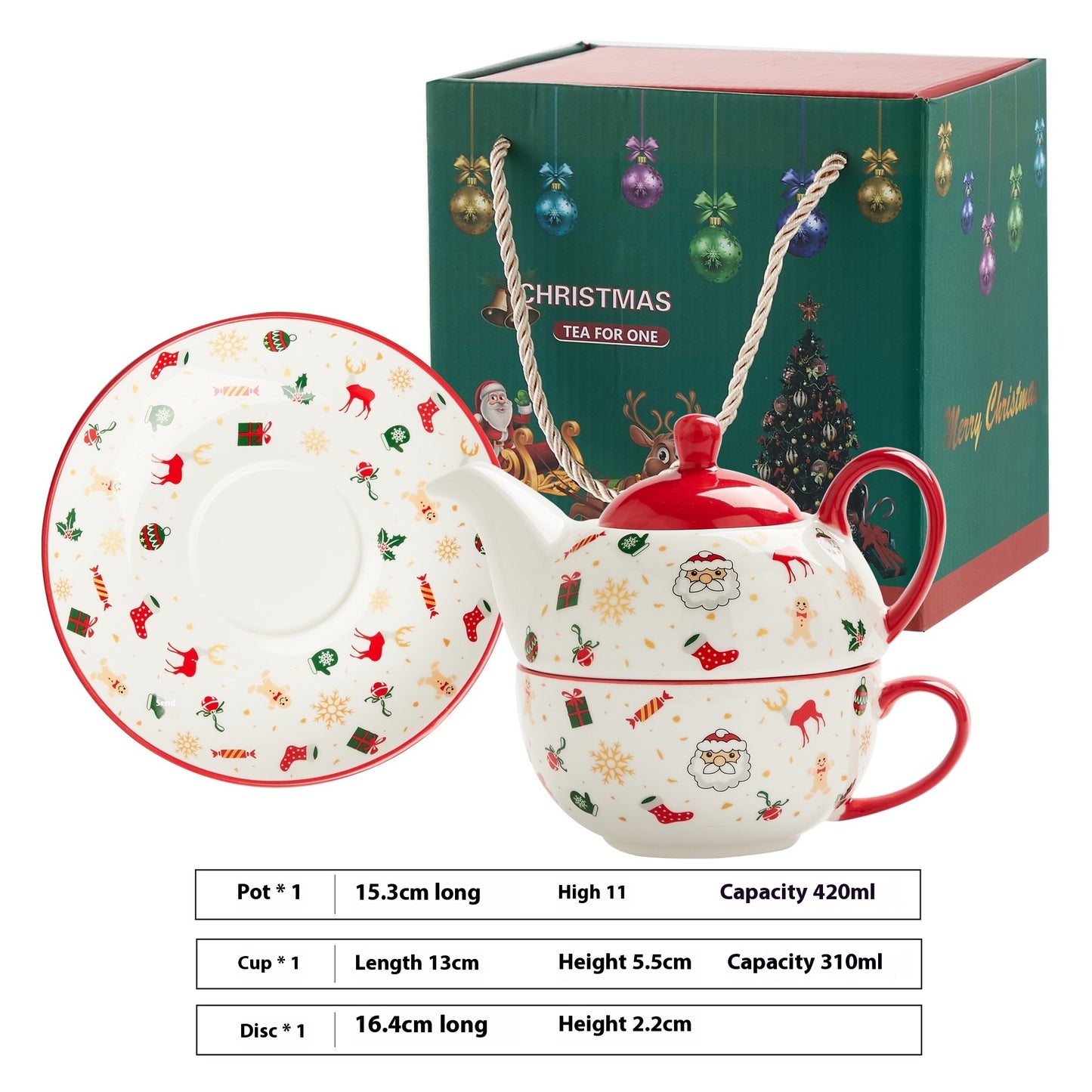 Christmas Porcelain Tea Set - Santa & Snowman Design with Gold Plating & Hand Painted Options