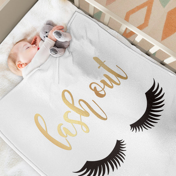 Ultra Soft Flannel Fuzzy Throw Blanket - Long Eyelashes Design 60x80 inches