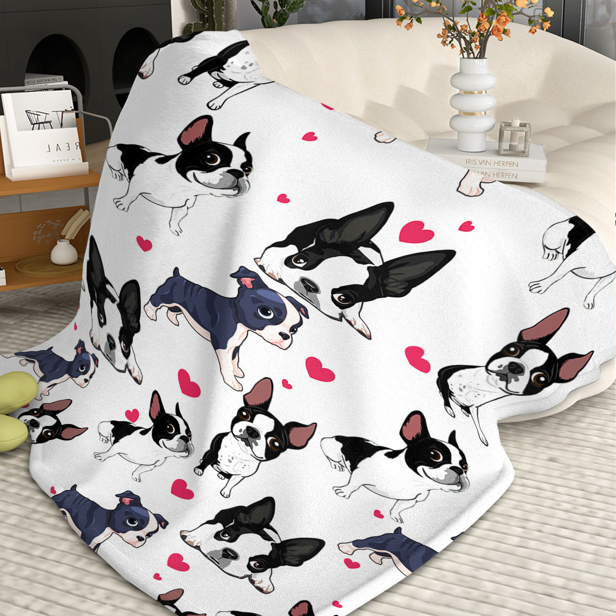 Adorable Dog Print Flannel Fleece Throw Blanket - Ultra Soft Cozy Warm Blanket