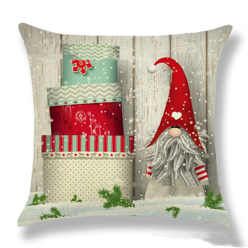 Christmas Gnome Pillowcase - Northern European Festive Linen Cushion Cover