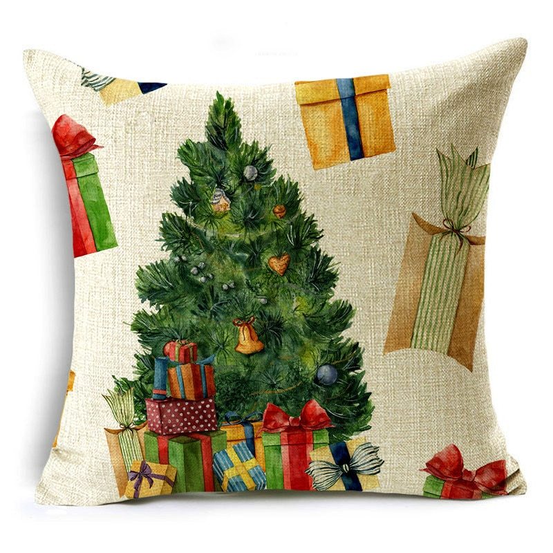 Christmas Throw Pillow Cover - Encrypted Flax Imitation 45cm